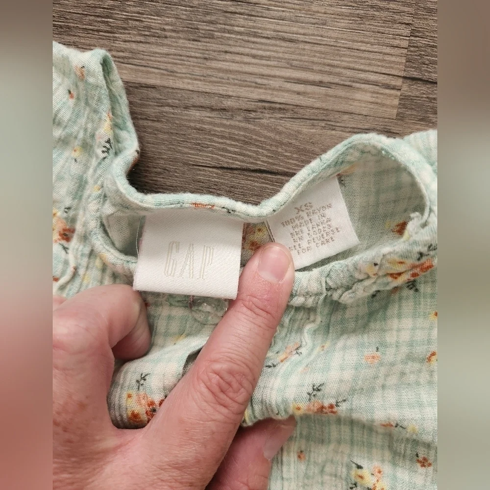 GAP Green Floral And Plaid Dress